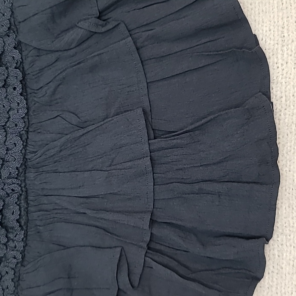 AE Stretch Flirty High-Waisted Cotton Blend Tiered Ruffle Mini Skirt Black NWT - Picture 11 of 17